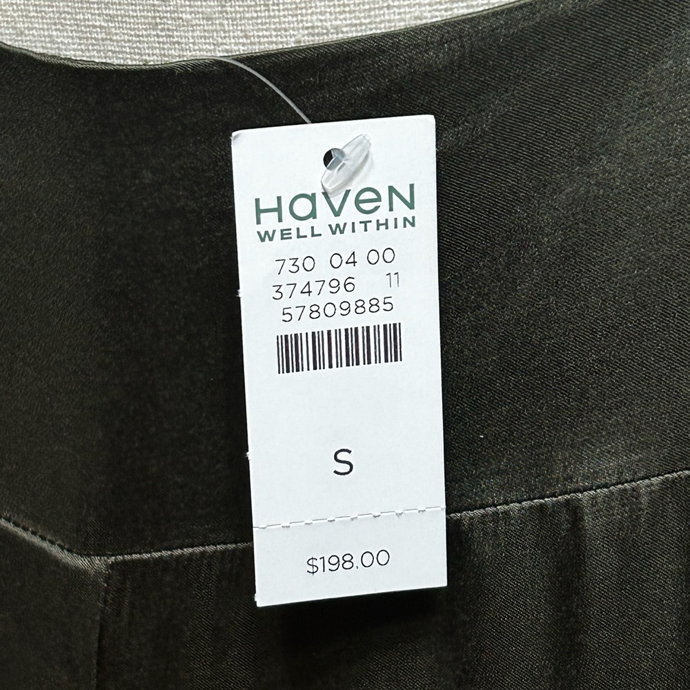 Haven Well Within Olive Satin Chemise Gown V-Neck Sleeveless Size S - Picture 3 of 4